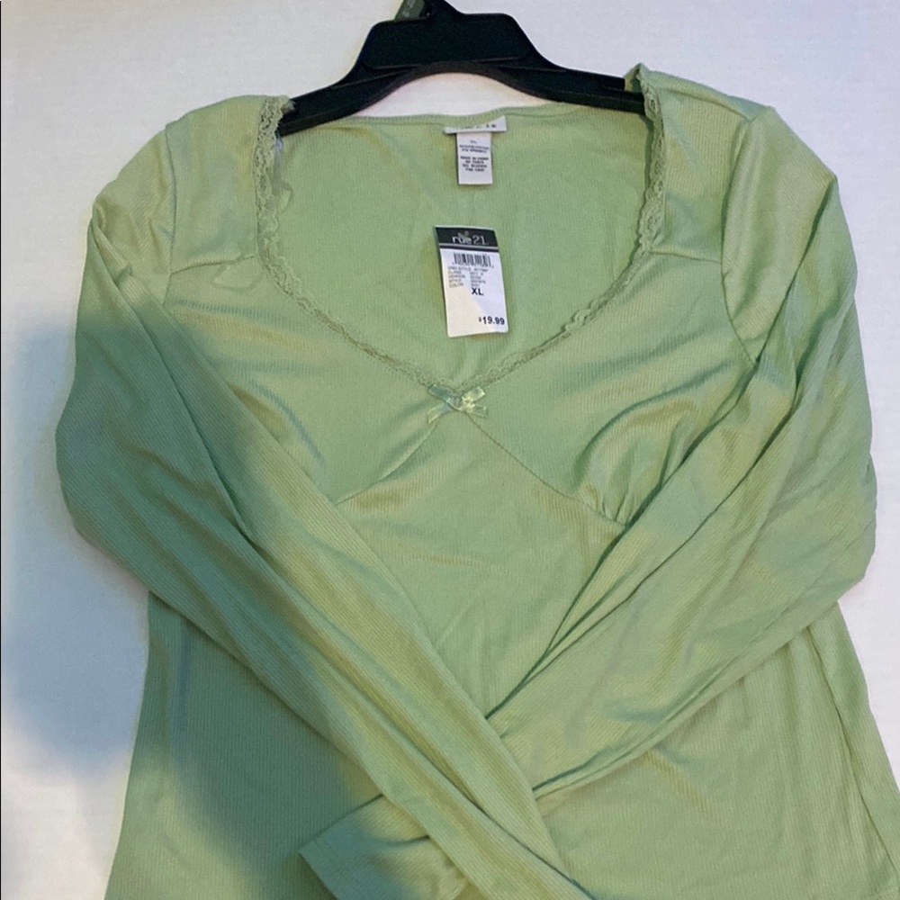 Light Green Coquette Long Sleeve Top